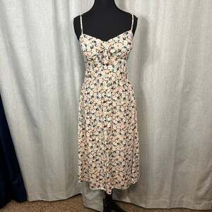 AUW Multicolor Floral Spaghetti Straps Bodice Padded Bra Womens Sundress Size L